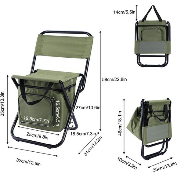 Foldable Chair Outside Portable Chair Storage Cooling Bag Folding Camping Chair - Picture 5 of 9